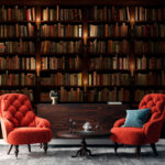 Fotobehang Boekenplank met kaars