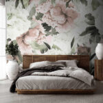Fotobehang Florale elegantie met pasteltinten