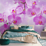 Fotobehang Delicate orchideeën in zachte tinten