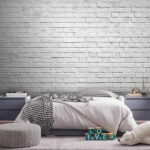 Fotobehang Witte bakstenen muur patroon textuur