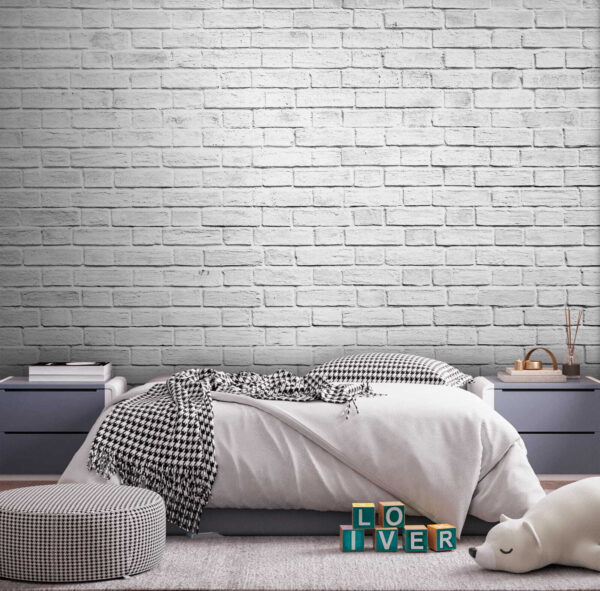 Witte bakstenen muur patroon textuur Fotobehang Witte bakstenen muur patroon textuur