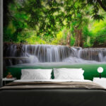Fotobehang Waterval in een bos