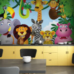 Fotobehang Groep dieren in de jungle