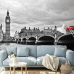 Fotobehang Rode dubbeldekkerbus