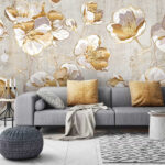 Fotobehang Elegant bloemenpatroon op gestructureerde achtergrond.