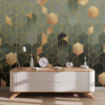 Fotobehang Geometrisch patroon met metallic accenten.