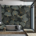 Fotobehang Elegant ontwerp met ginkgobladeren.