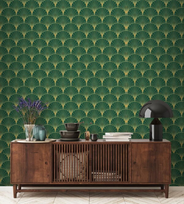 Groen en geel patroon Fotobehang Groen en geel patroon