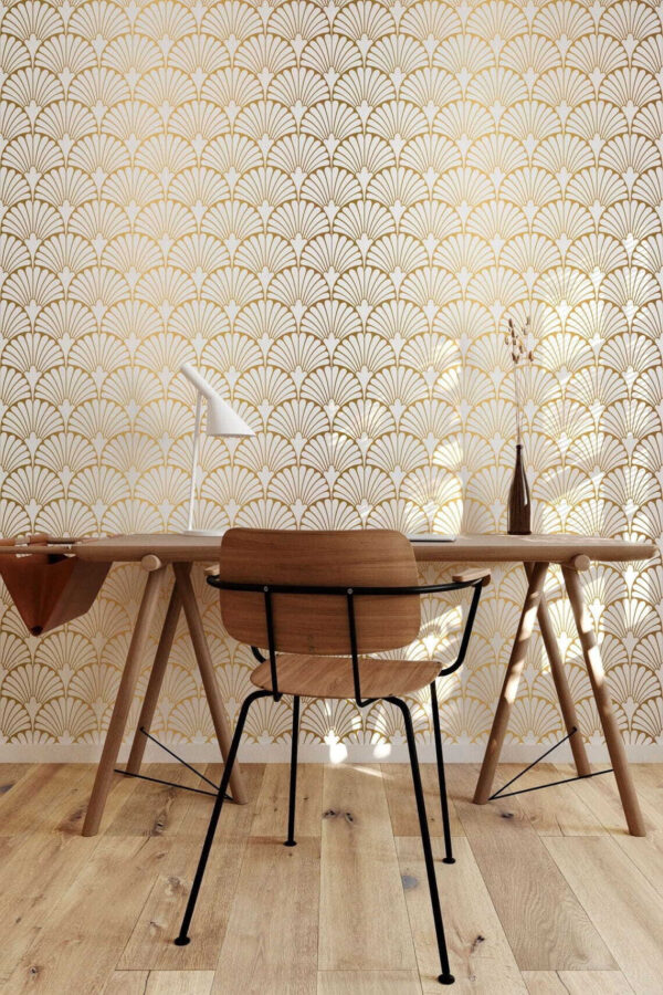 Elegant beige bloemenpatroon Fotobehang Elegant beige bloemenpatroon