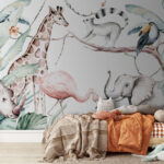 Fotobehang Aquarel van een neushoorn