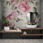 Fotobehang Patroon van roze en witte bloemen