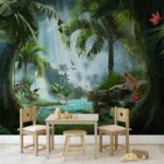 Fotobehang Serene jungle met een luierend luipaard