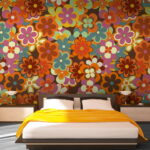 Fotobehang Kleurrijke bloem met geel hart
