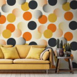 Fotobehang Wall murals Pattern of orange and black circles