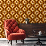 Fotobehang Retro geometrisch patroon in tinten