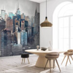 Fotobehang Illustratie van de skyline van New York City.