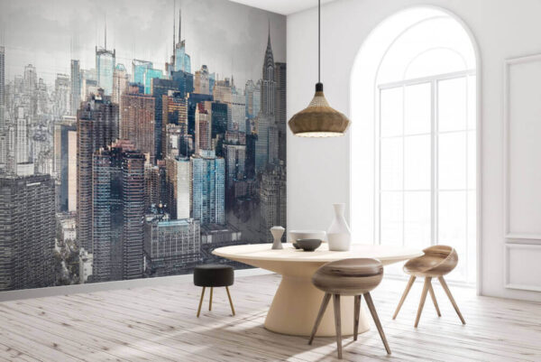 Illustratie van de skyline van New York City Fotobehang Illustratie van de skyline van New York City