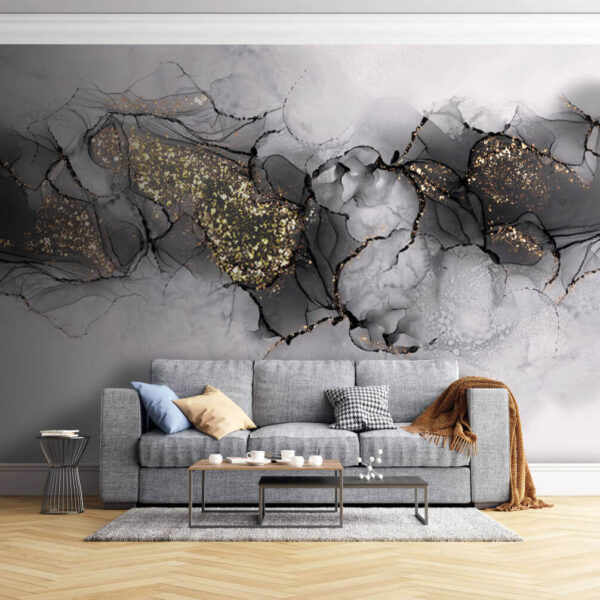 Abstracte elegantie met metallic accenten Fotobehang Abstracte elegantie met metallic accenten