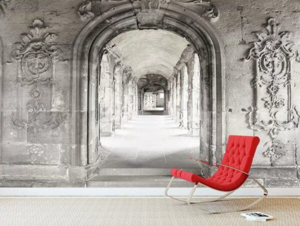 Zwart-wit foto van een poort Fotobehang Zwart-wit foto van een poort