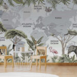 Fotobehang Giraffe naast een boom
