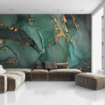 Fotobehang Abstract groen en bruin patroon.