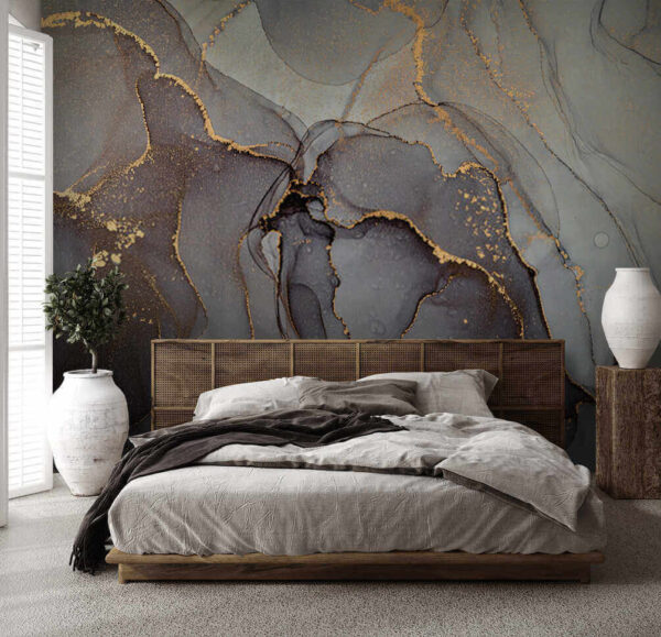 Elegante swirls met metallic accenten Fotobehang Elegante swirls met metallic accenten