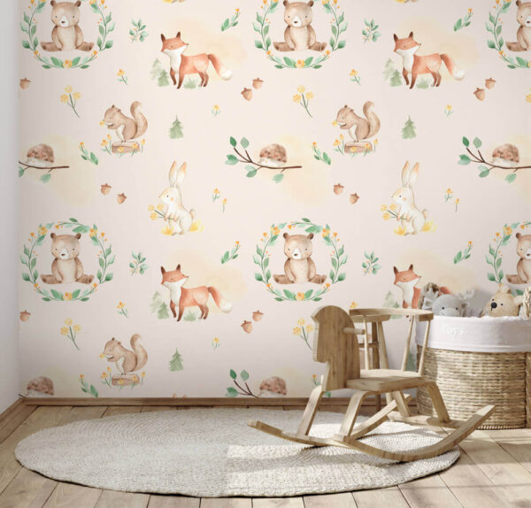 Fotobehang Patroon van dieren en planten