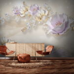 Fotobehang Delicate bloemen met sprankelende accenten