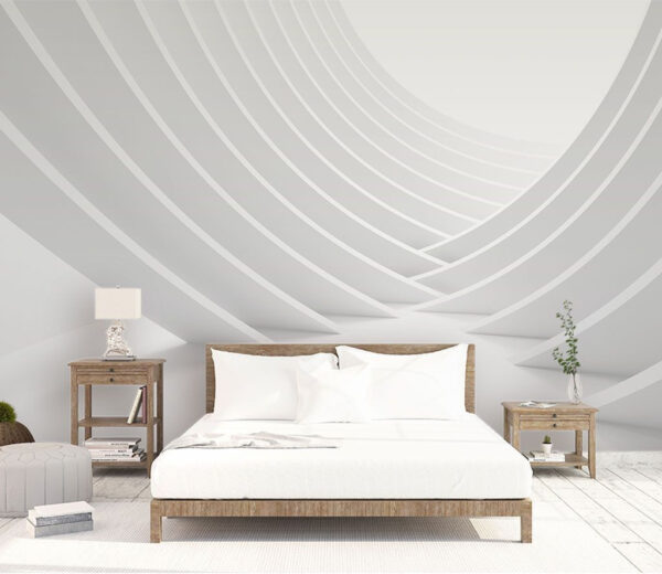 Witte structuur met gebogen lijnen Fotobehang Witte structuur met gebogen lijnen