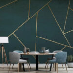 Fotobehang Geometrische lijnen op donkere getextureerde achtergrond.