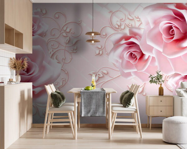Groep roze rozen Fotobehang Groep roze rozen