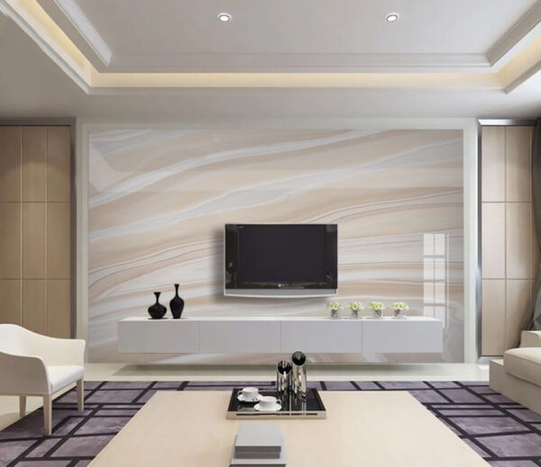 Golvend beige en wit marmerpatroon Fotobehang Golvend beige en wit marmerpatroon