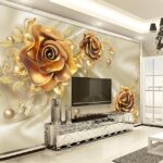 Fotobehang Elegante rozen te midden van delicate vlinders