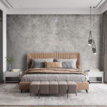 Fotobehang Gestructureerde stenen muur met abstract ontwerp.