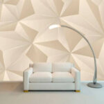 Fotobehang Geometrisch patroon met gestructureerde facetten.