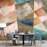 Fotobehang Geometrisch patroon met gestructureerde kleuren.