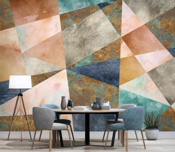 Geometrisch patroon met gestructureerde kleuren Fotobehang Geometrisch patroon met gestructureerde kleuren