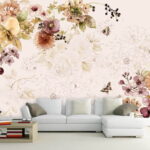 Fotobehang Delicate bloemen in zachte pastelkleuren
