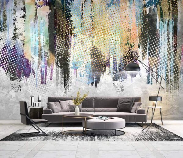Levendige spatten van kleur en textuur Fotobehang Levendige spatten van kleur en textuur