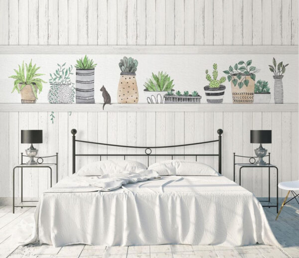 Rij potplanten Fotobehang Rij potplanten