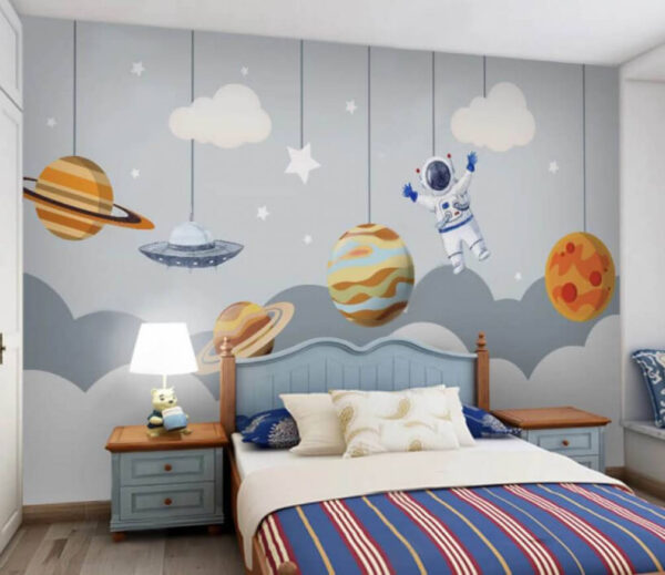 Planeet met ringen eromheen Fotobehang Planeet met ringen eromheen