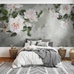 Fotobehang Elegante rozen op gestructureerde achtergrond