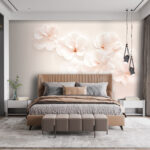 Fotobehang Groep witte bloemen