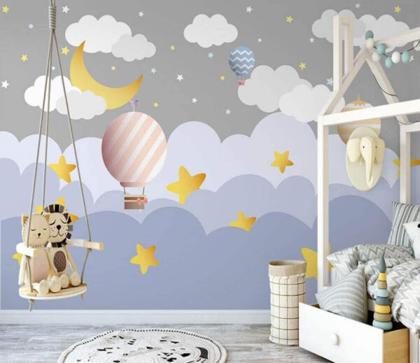 Groep heteluchtballonnen in de lucht Fotobehang Groep heteluchtballonnen in de lucht
