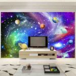 Fotobehang Planeten aan de hemel met sterren