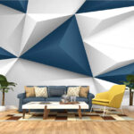 Fotobehang Witte en blauwe geometrische vormen