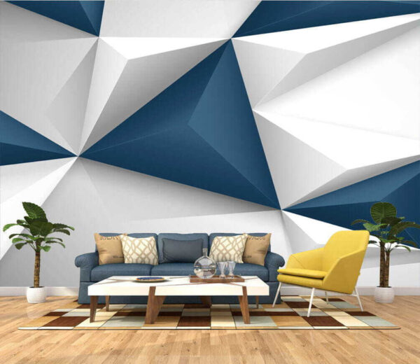Witte en blauwe geometrische vormen Fotobehang Witte en blauwe geometrische vormen