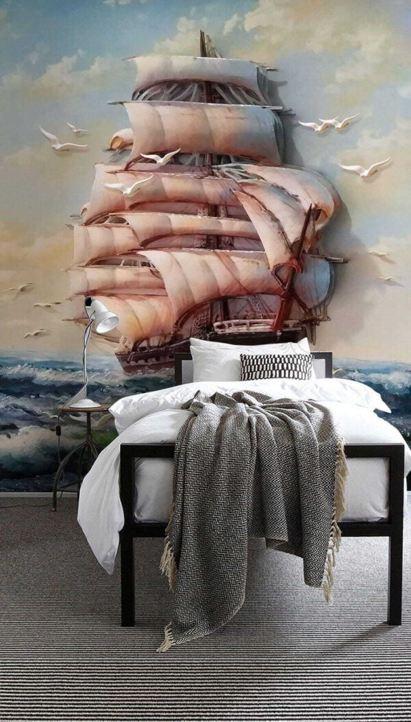 Fotobehang Zeilschip te midden van oceaangolven (Artikelnummer: u34241) Fotobehang Fotobehang Zeilschip te midden van oceaangolven (Artikelnummer: u34241)