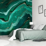 Fotobehang Vloeiende golven van groenblauw en groen