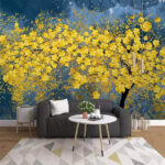 Fotobehang Boom met gele bladeren
